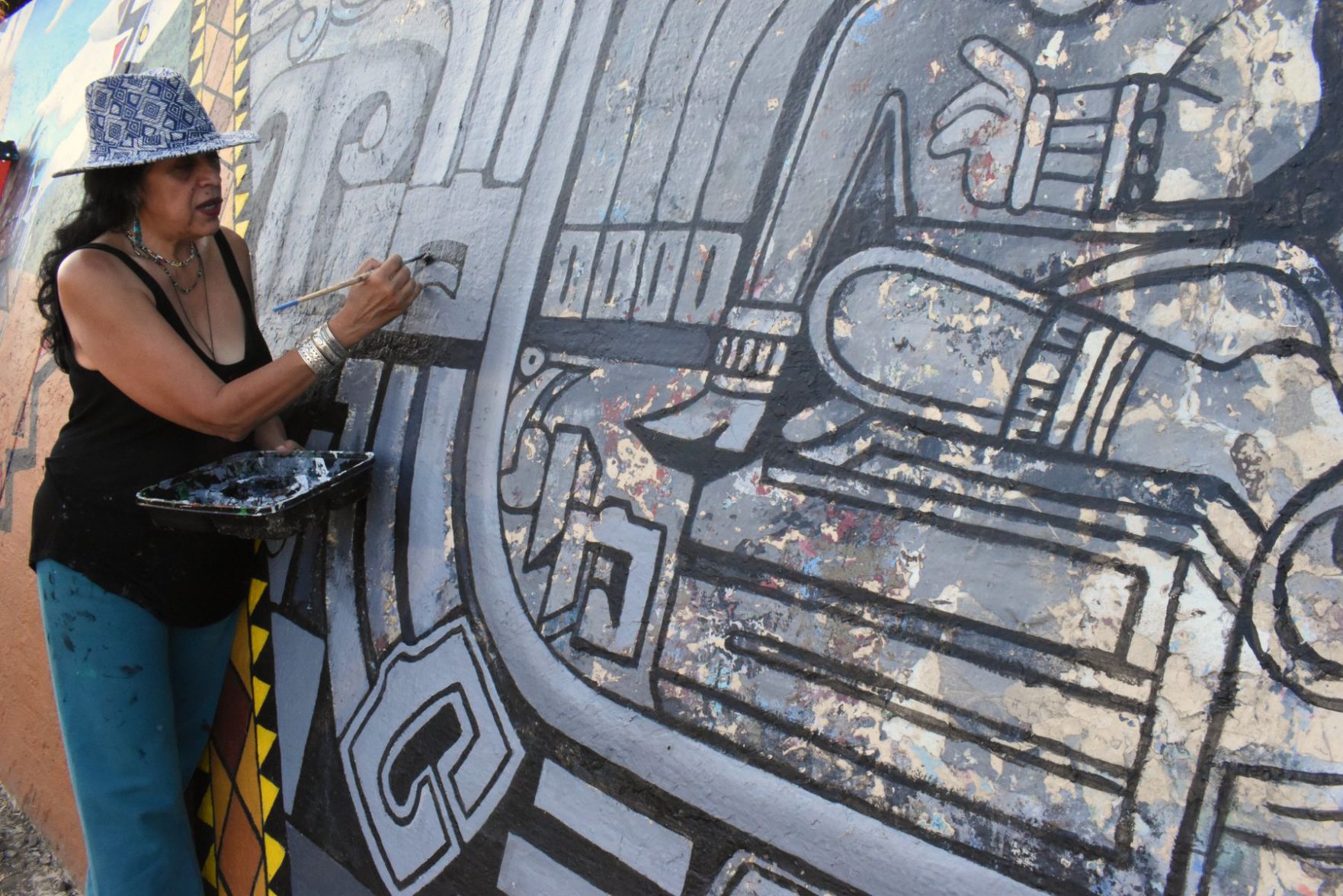 Southwest Museum Mural restoration with pola lopez photo by nathan solis 10-11-2019 2-52-33 PM.JPG
